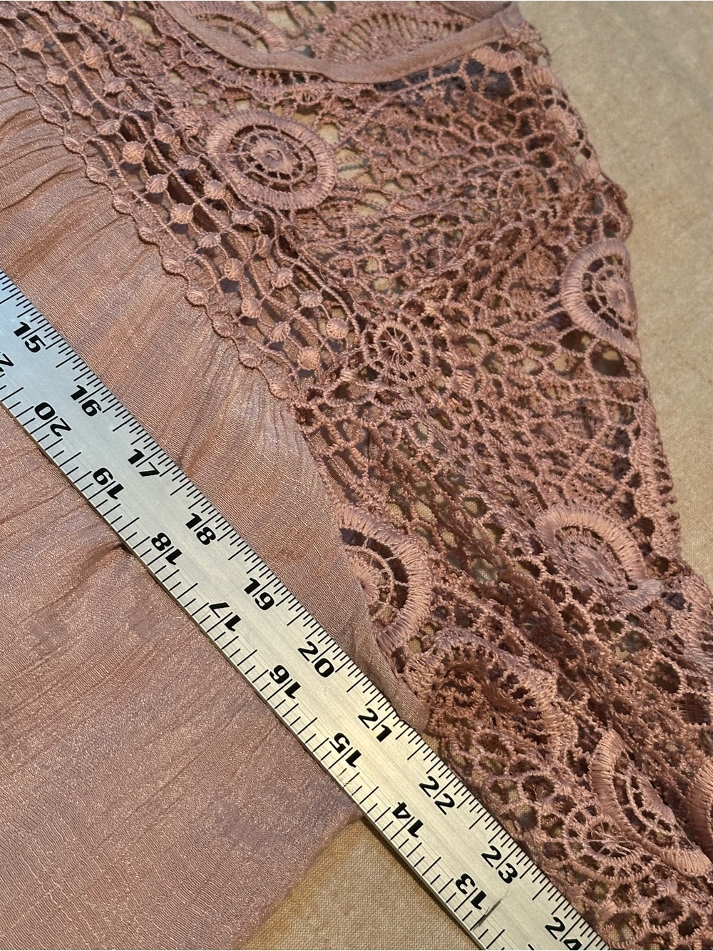 Crochet Yoke Tunic Top in Dusty Pink - Picture 8 of 10